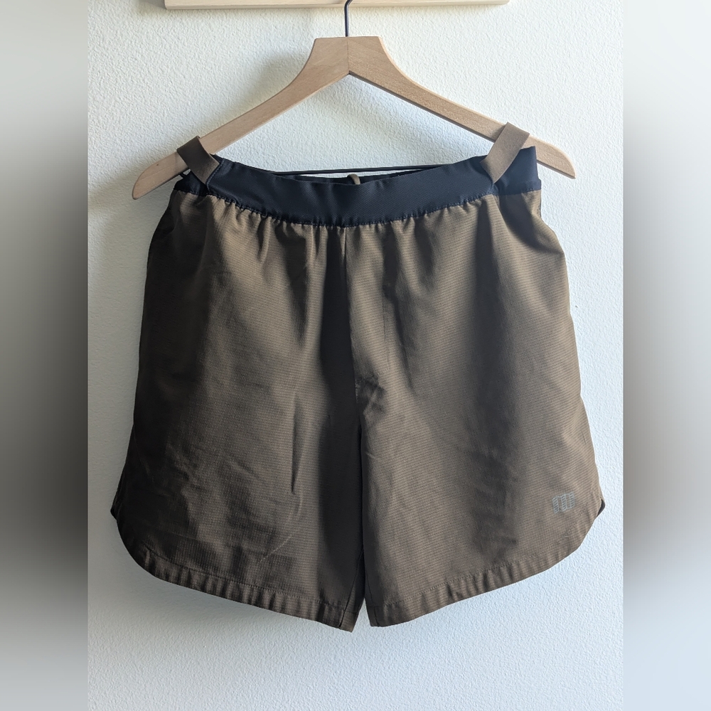 Topo Designs Brown Athletic Shorts with Black Waistband